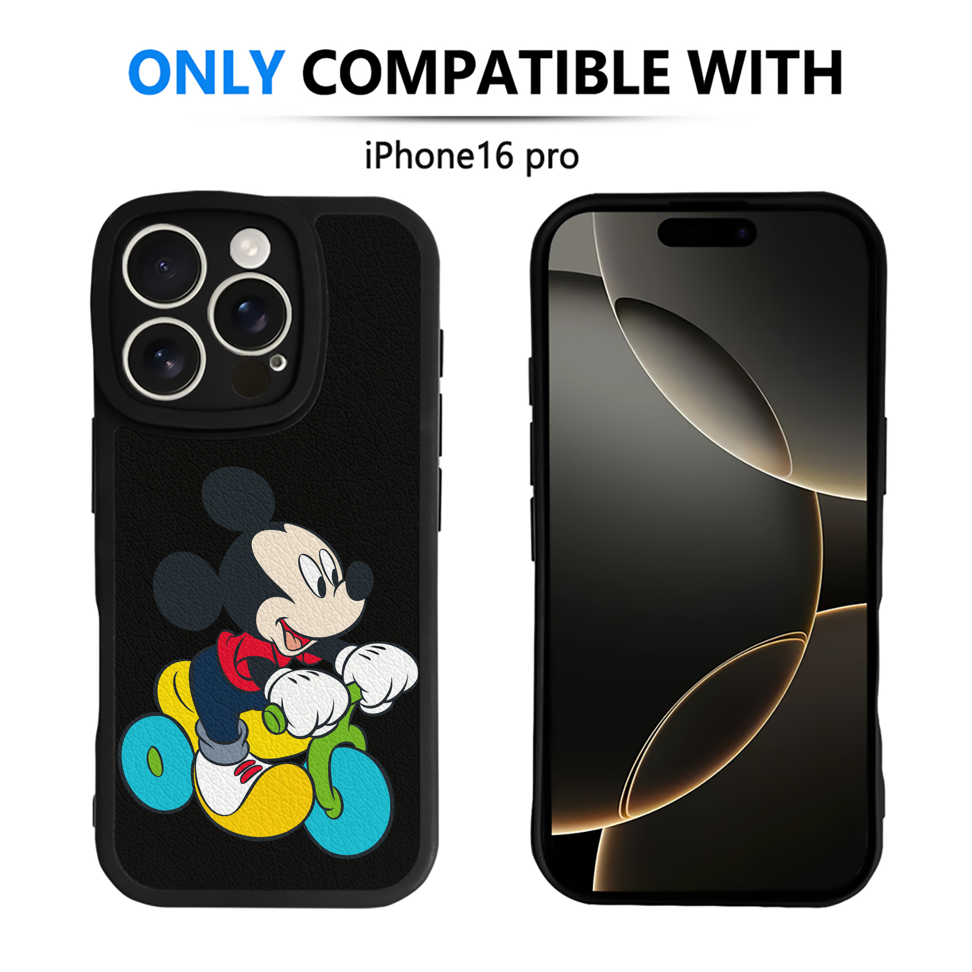 （画像用） ミッキーマウス Mickey Mouse 【iPhone 16シリーズ対応】シリコンスマホケース（レザー調） 材質：シリコン